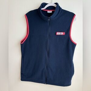 Columbia Fleece Vest in Navy with Red Accents